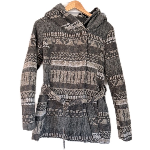 Merona Women’s Medium Hooded Patterned Pea Coat - Picture 1 of 10